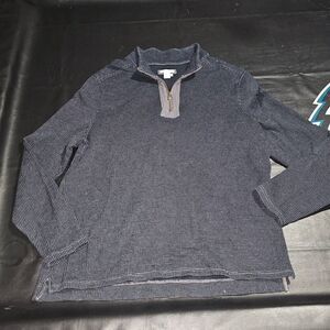 Carbon2Cobalt Mens Navy Blue Polka‎ Dot 1/4 Zip Pullover Sweater Large